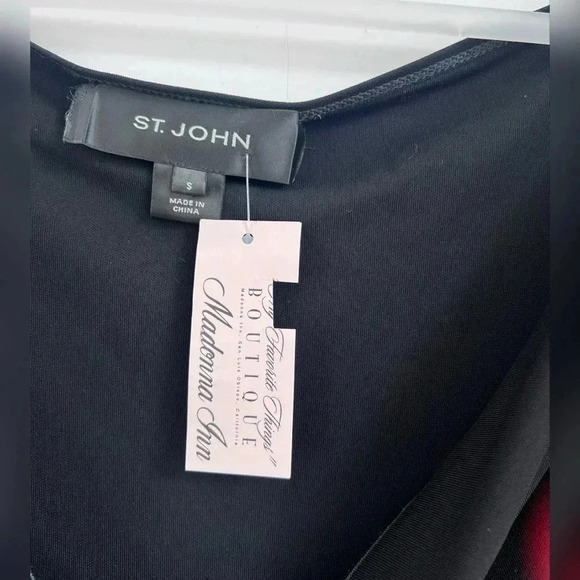 St John Black Size Small Knee Length Short Sleeve Cowl Neck Dress - Picture 2 of 3